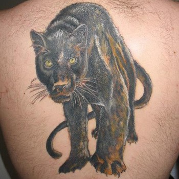 Tatuaje en el hombro, pantera negra de cuerpo entero