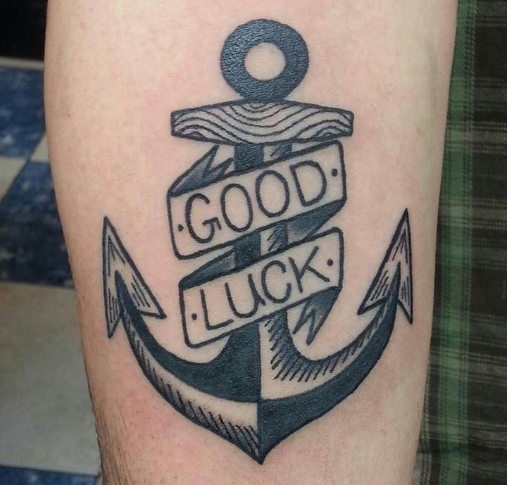 Black traditional anchor tattoo