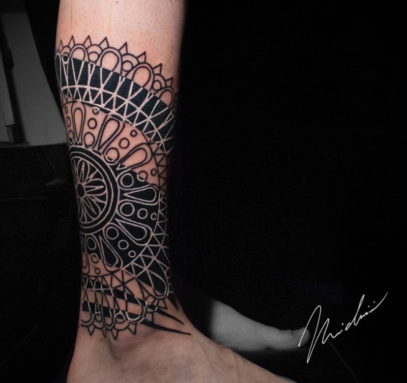 Black work with geometric stuff tattoo