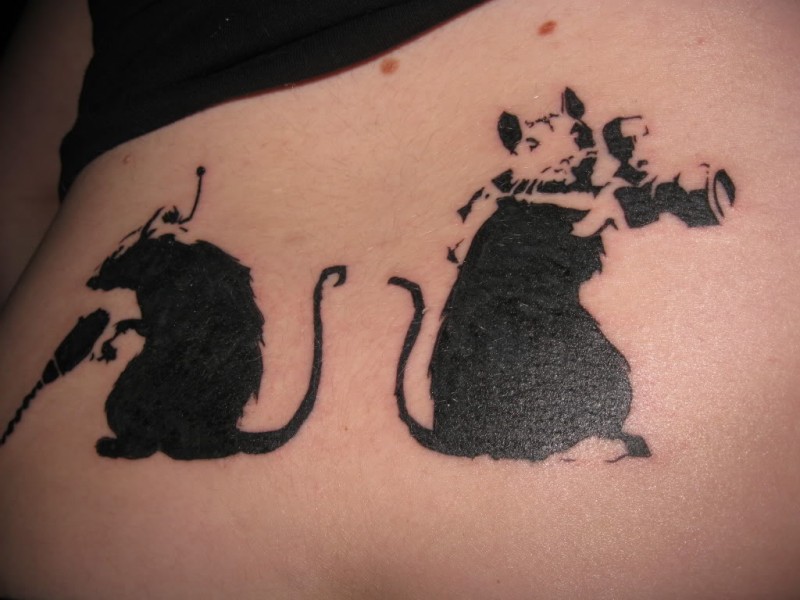Blackwork style awesome looking rats tattoo