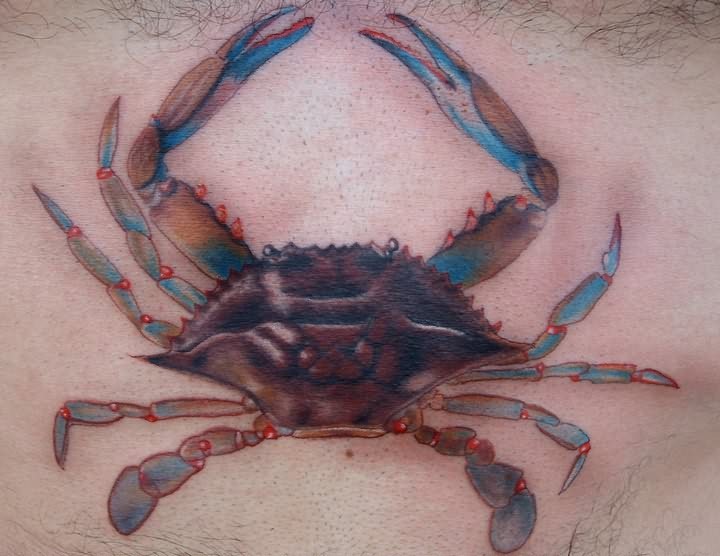 Tatuaje  de cangrejo multicolor