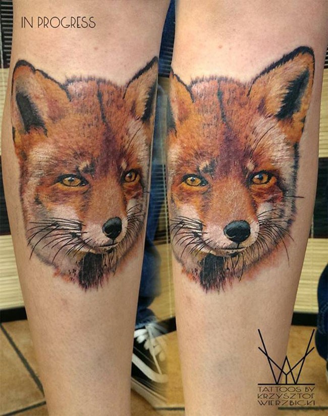 Breathtaking 3D style colored arm tattoo of nice looking fox
