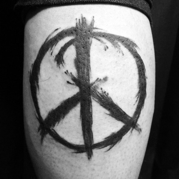 Brutal dark black ink Pacific special symbol tattoo in homemade style
