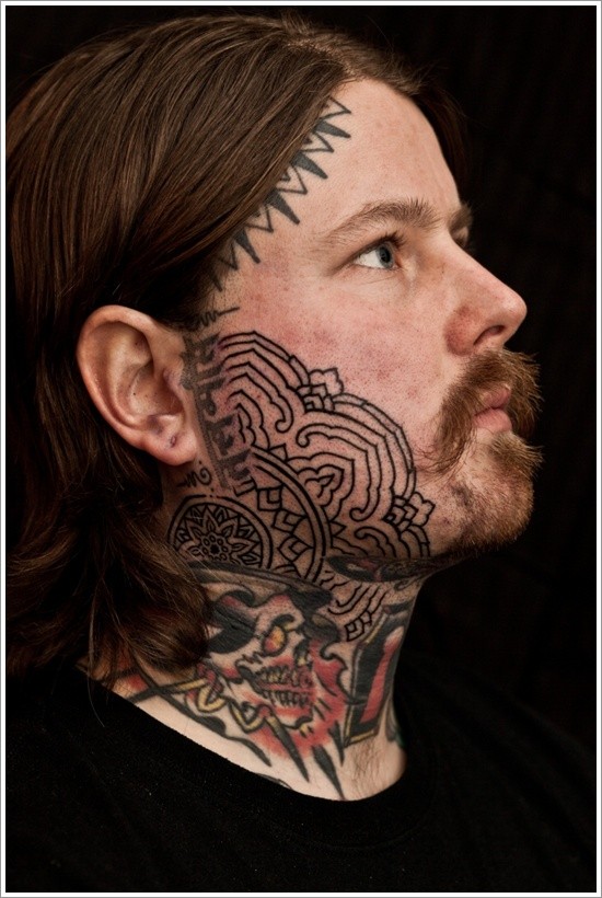 Buddhist face tattoo design