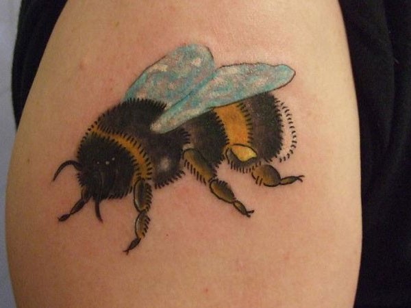 Bumblebee tattoo on shoulder