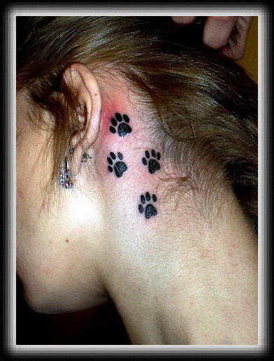 Tatuaggio delicato sulla gola le tracce del gatto