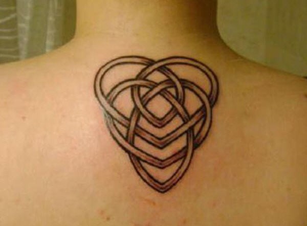 Celtic heart knot tattoo on back