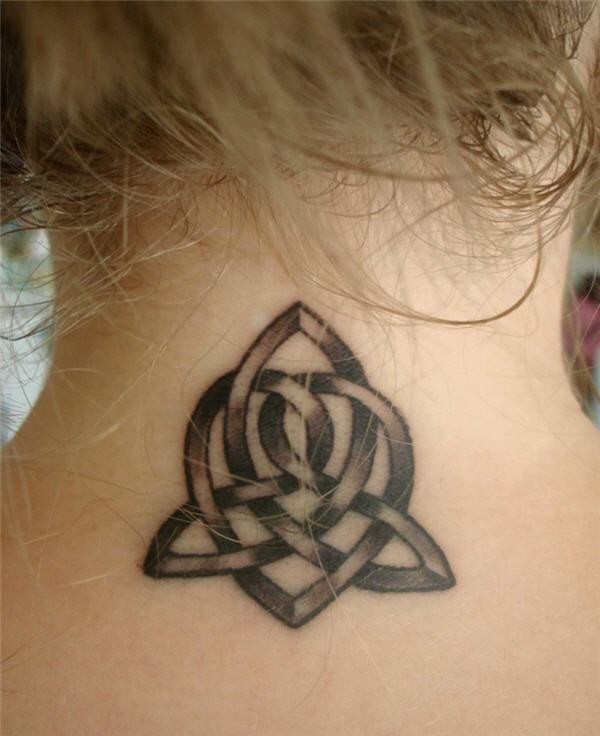 Celtic knot tattoo on neck for girls
