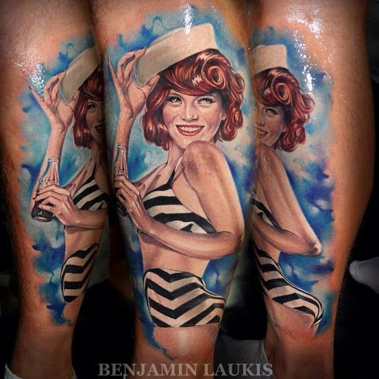 Charming sailor pin up girl tattoo by Benjamin-Laukis