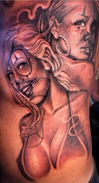 Chicano bikini pin up girl tattoo by Antonio Macko Todisco
