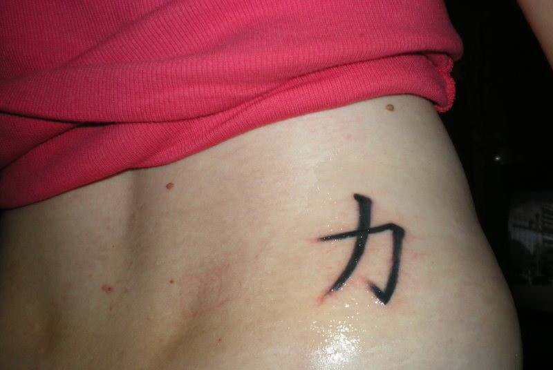 Chinese strenght tattoo on lower back