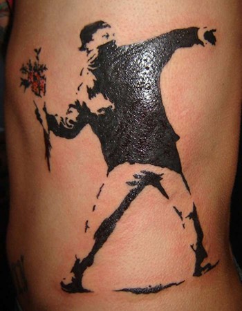 Colored big side tattoo of modern thug