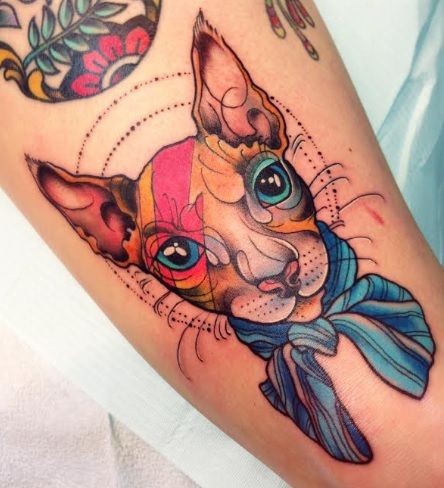 Tatuaggio carino il ritratto del gatto by Katie S