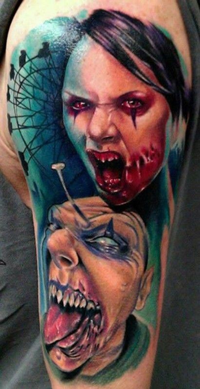 colorato zombie spaventoso tatuaggio