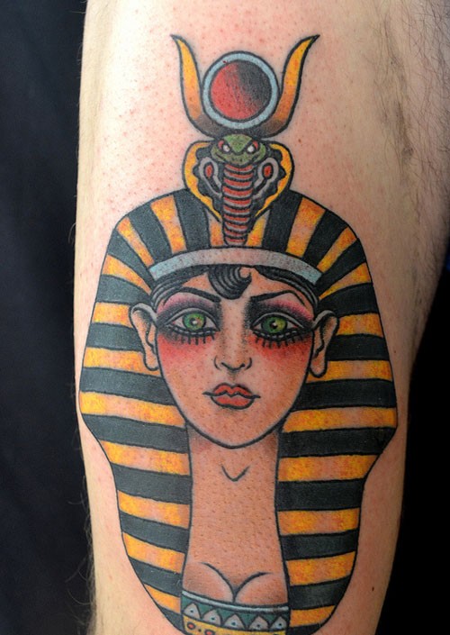 Coloured egyptian tattoo on arm