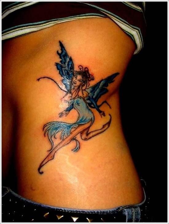 fata colorato tatuaggio disegno per ragazza