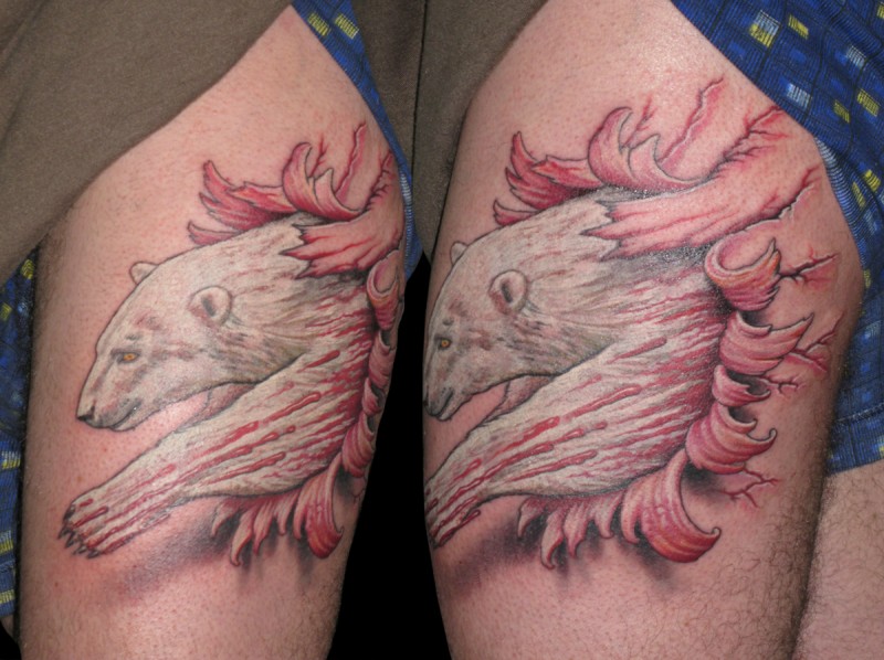 colorato orso polare da sotto pelle tatuaggio