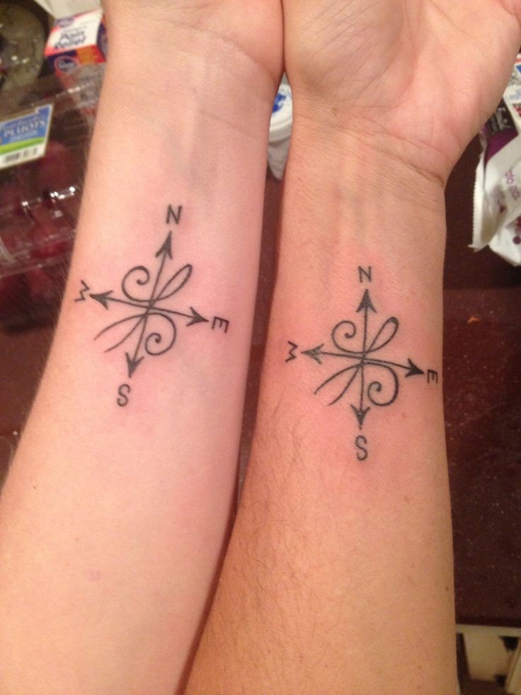 bussola celtico amicizia tatuaggio su due braccia
