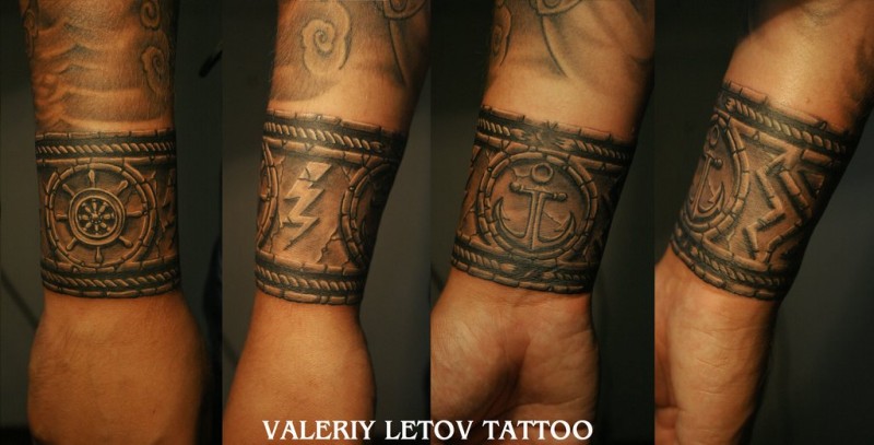 fresca idea di bracciale marinaio tatuaggio su polso da Valeriy Letov