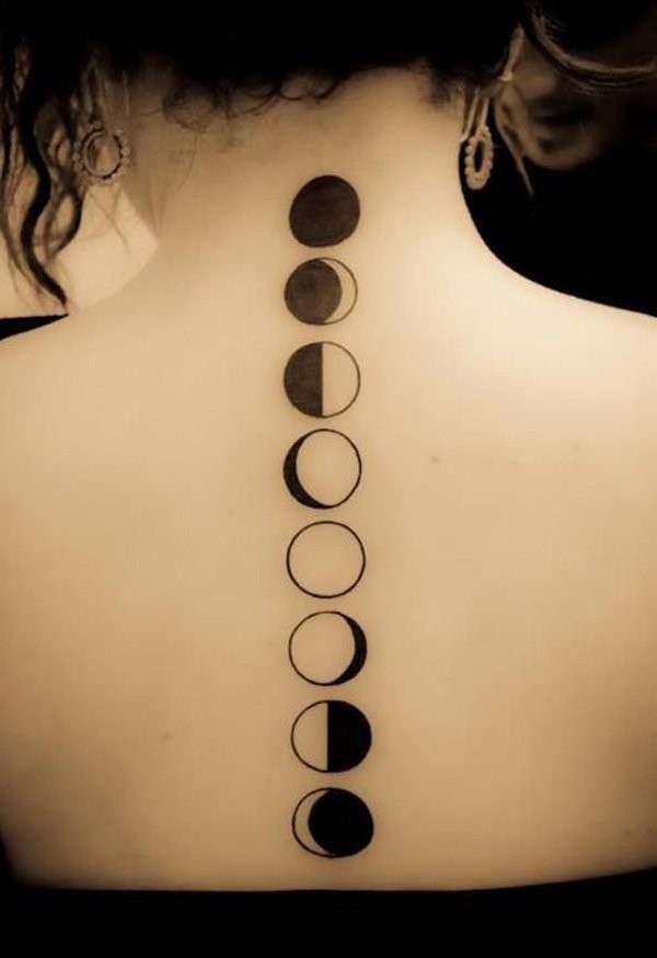fasi lunari fresco tatuaggio sulla schiena