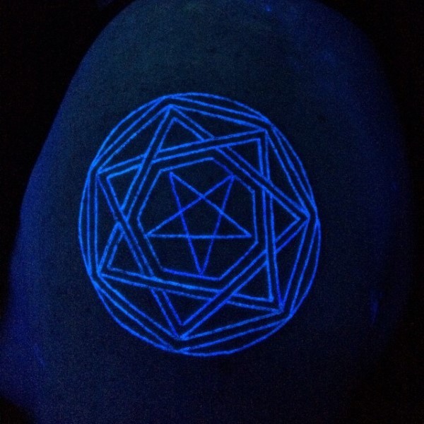 Cool simple designed glowing ink cult star tattoo