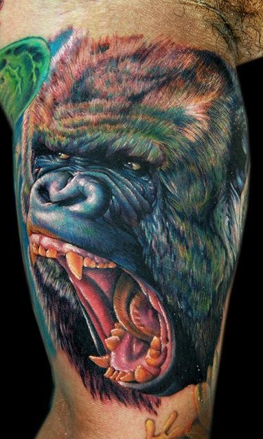 Cool super realistic gorilla tattoo