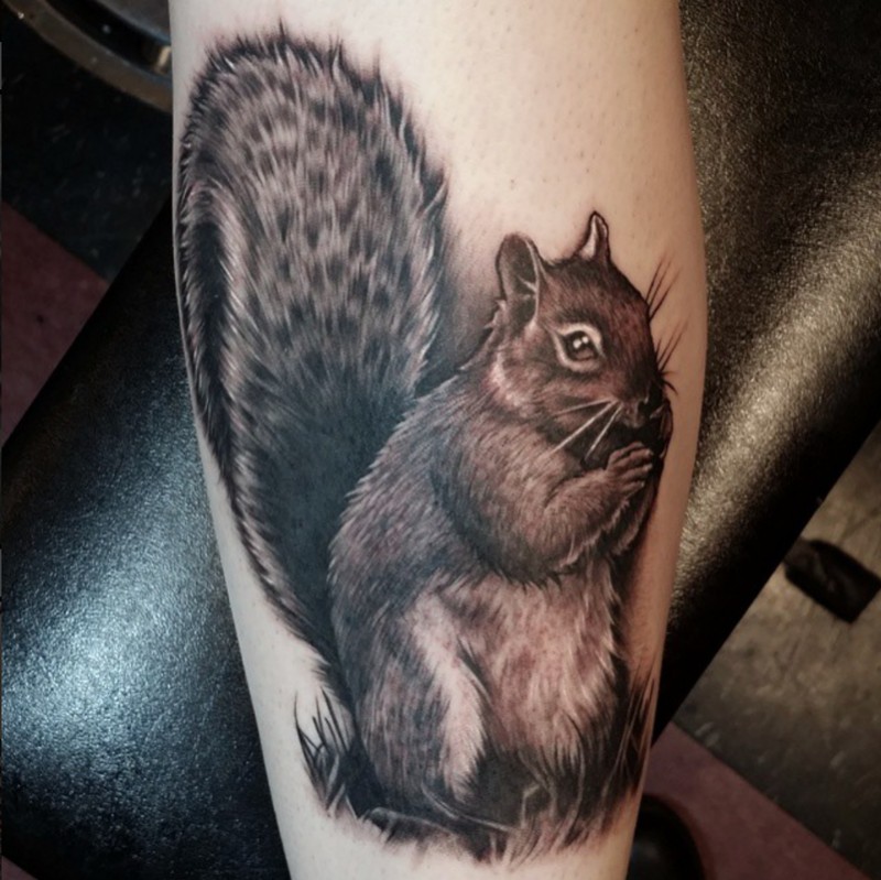 Cute 3D realistic squirrel lifelike photo detailed tattoo