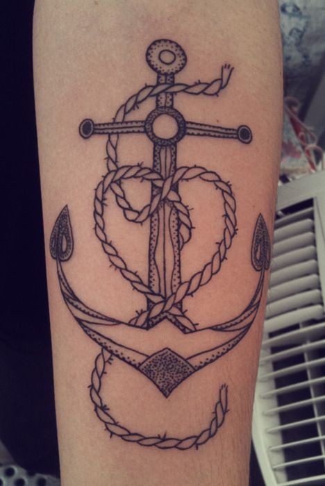Cute black lines anchor tattoo