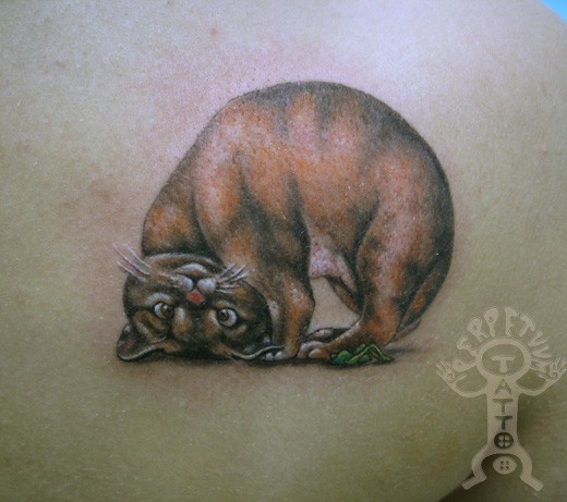 Tatuaje de gato divertido