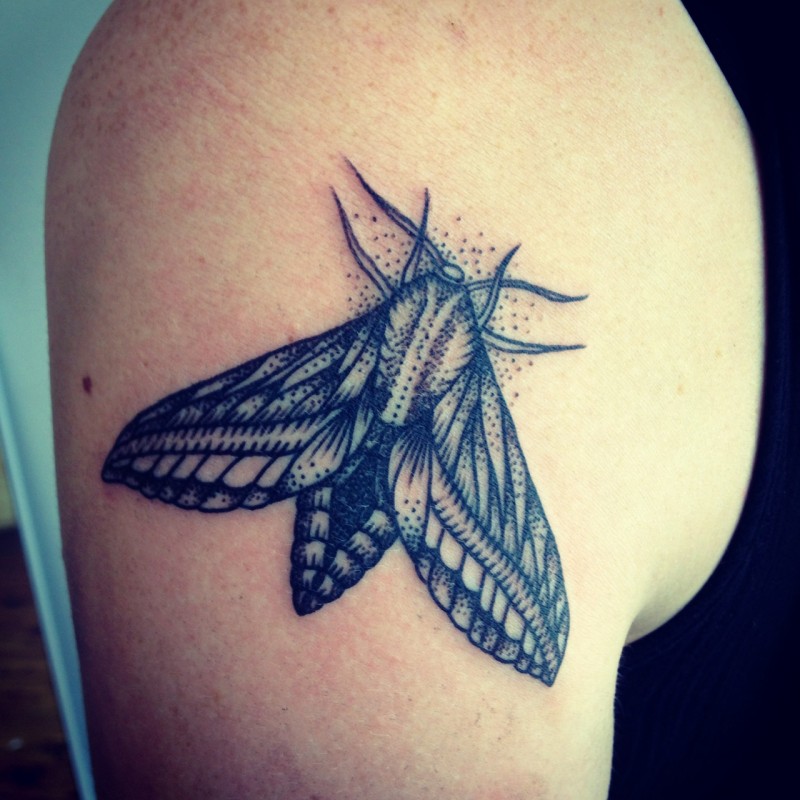 Cute dark moth tattoo for boys