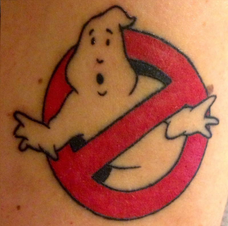 Cute ghost tattoo on mans body
