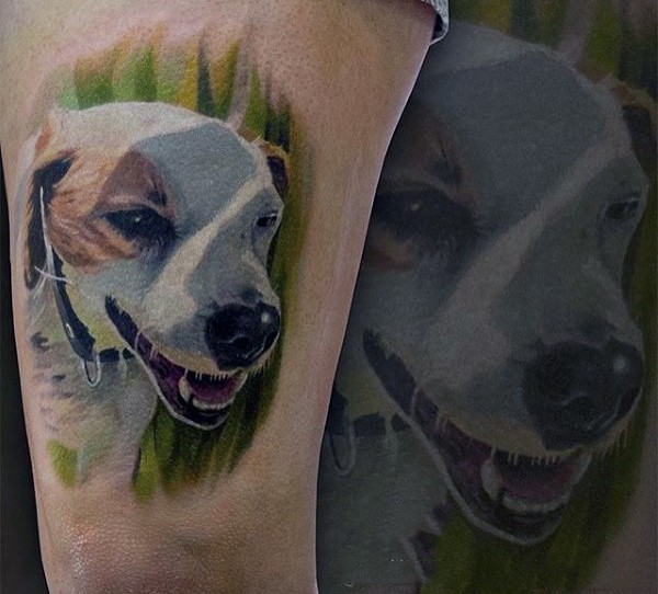 Tatuaje  de retrato de perro bonito encantador
