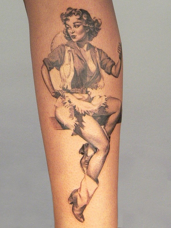 Nettes Pin Up Cow-Mädchen Tattoo von  Xavier Garcia