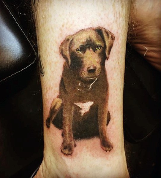 Cute realistic naturally colored dog tattoo