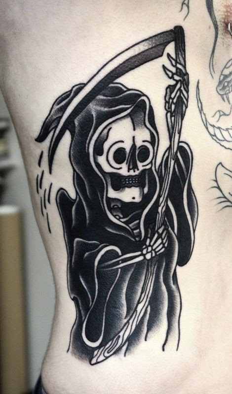 Death black ink tattoo by philip yarnell