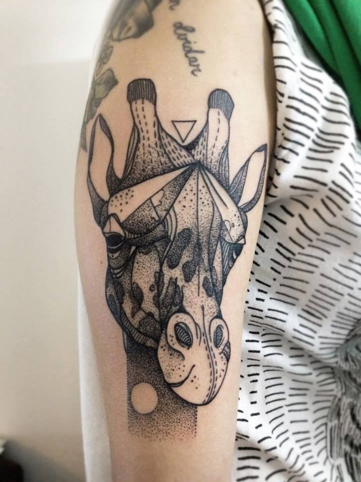 Dotwork style designed by Michele Zingales upper arm of giraffe head