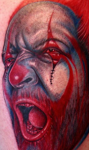 Evil clown juggalo 3d tattoo