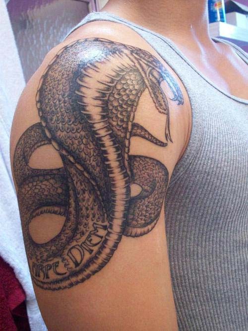 Excellent tattoo of a cobra snake