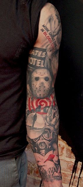 Friday the 13 movie horror tattoo on arm