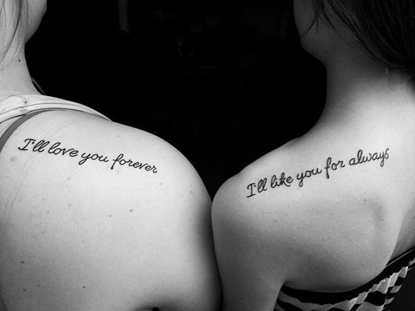 Friendship quote tattoos on shoulders