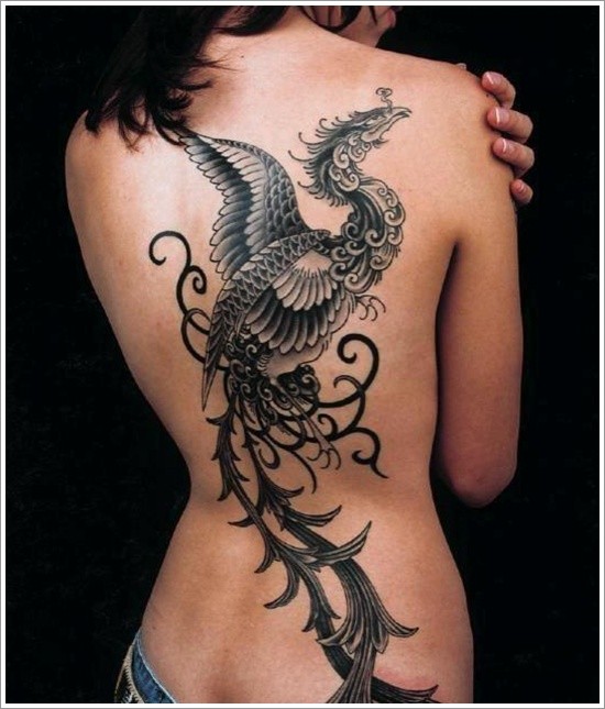 Full bird tattoo designs for girl on back