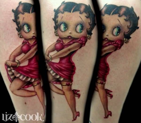 Funny looking colored tattoo of dancing girl