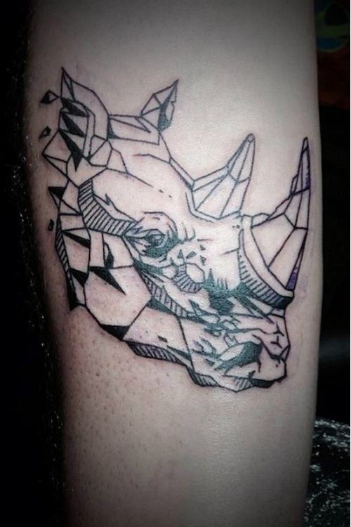 Tatuaje  de rinoceronte de formas geométricas