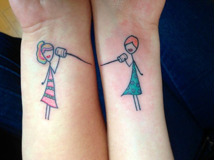 Tatuajes en las muñecas, chicas estilizadas para amigas