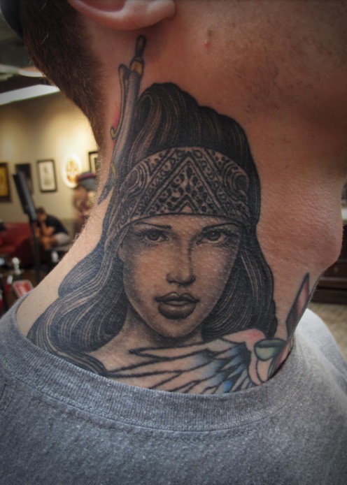 Girls portrait on throat and neck for boys