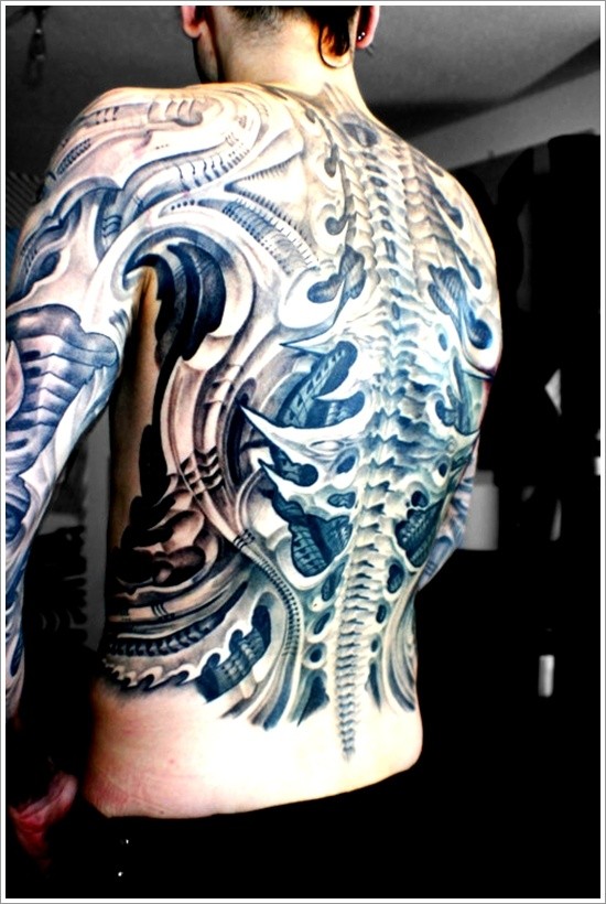 Great biomechanical tattoo on whole back