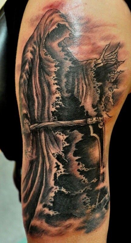 Great grim reaper tattoo on shoulder