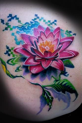 Tatuaje  de loto magnífico con patrón interesante