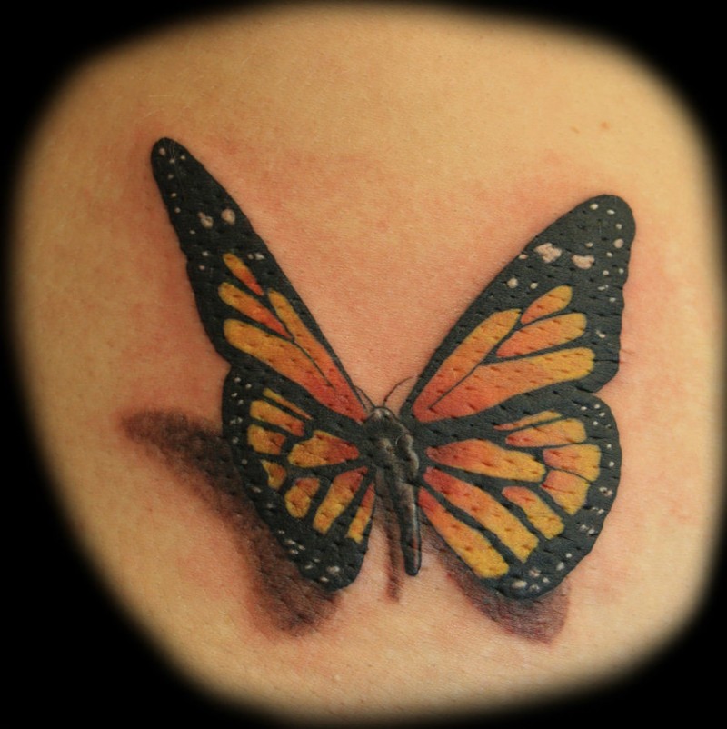 Great realistic butterfly tattoo