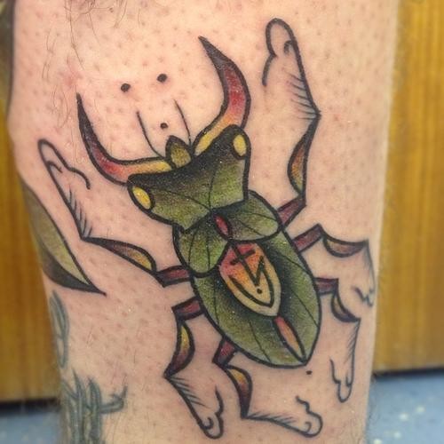 verde cervo volante con segno su ali tatuaggio